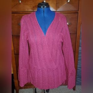 Ashley Stewart Red Kint Sparkle Top.